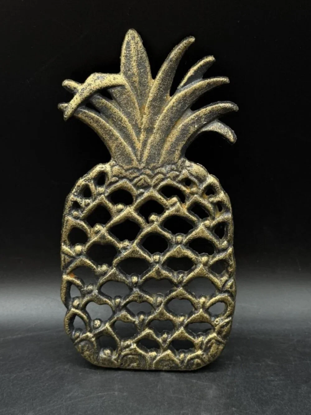 Pineapple Shaped Trivet Brass Color Antique Finish Hot Plate Cast Iron